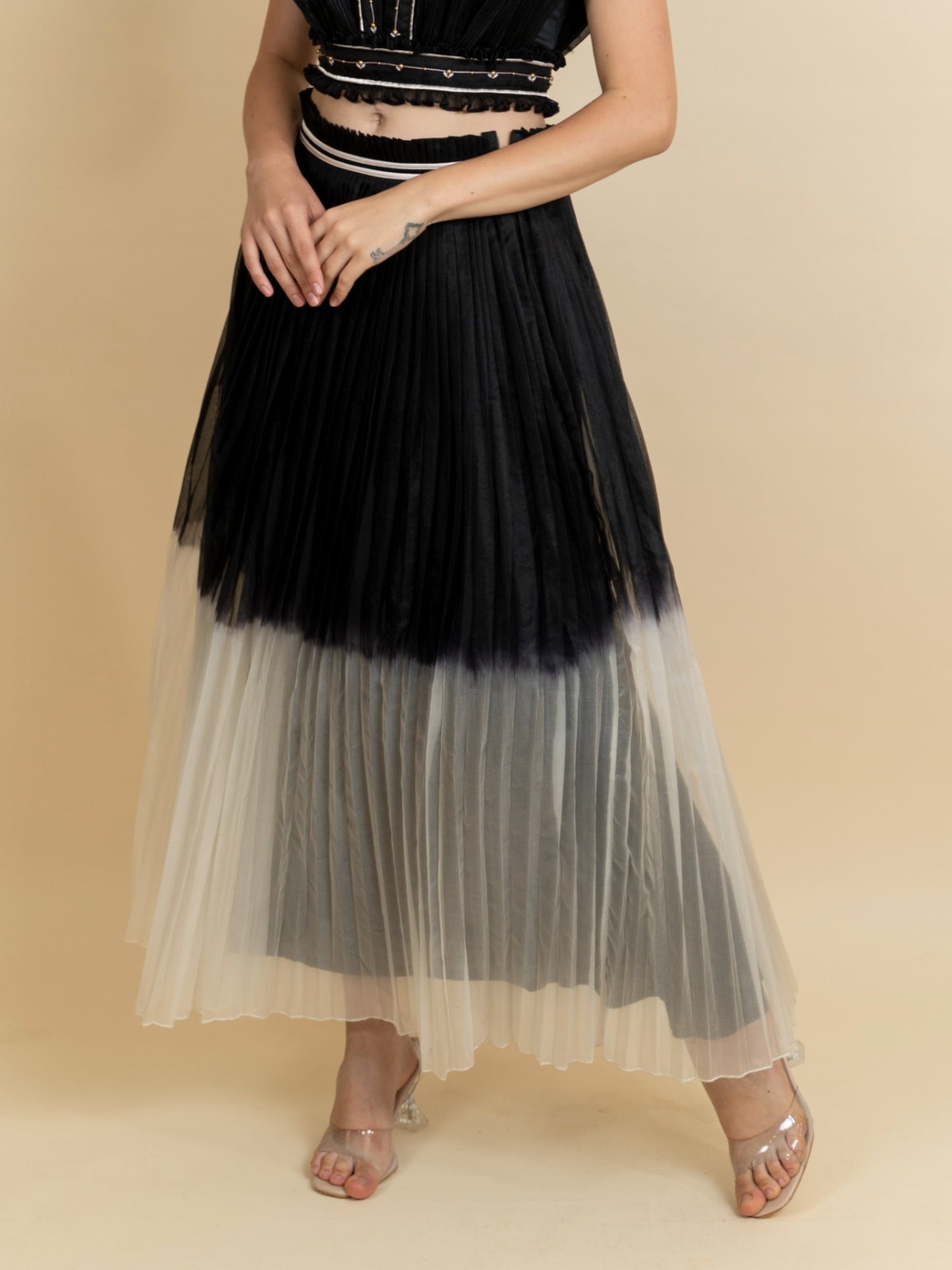 Pleated organza skirt. (Black) image 1