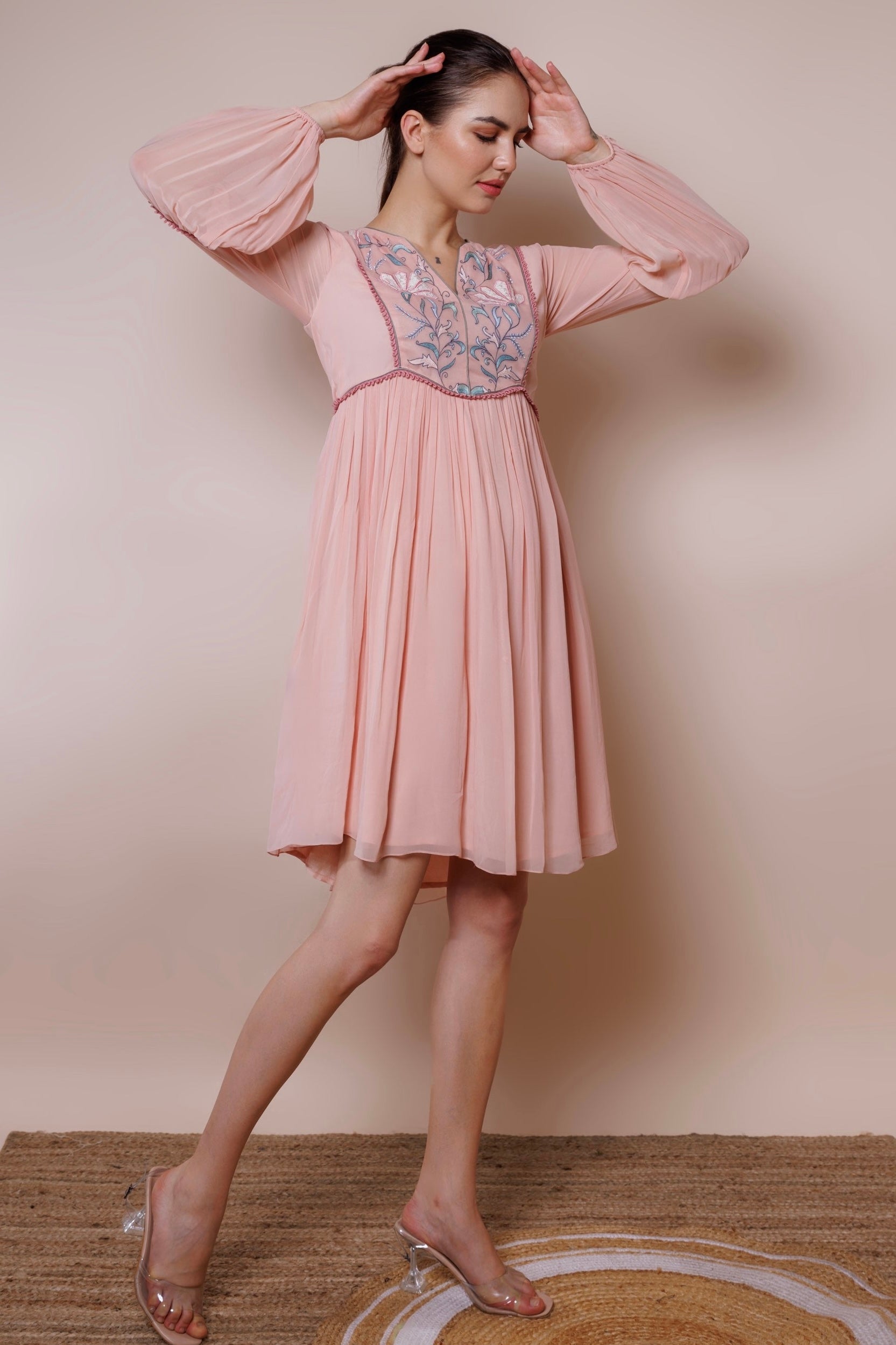 Pink georgette dress image 2