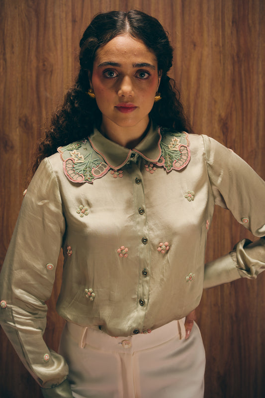 Sage satin top image 0