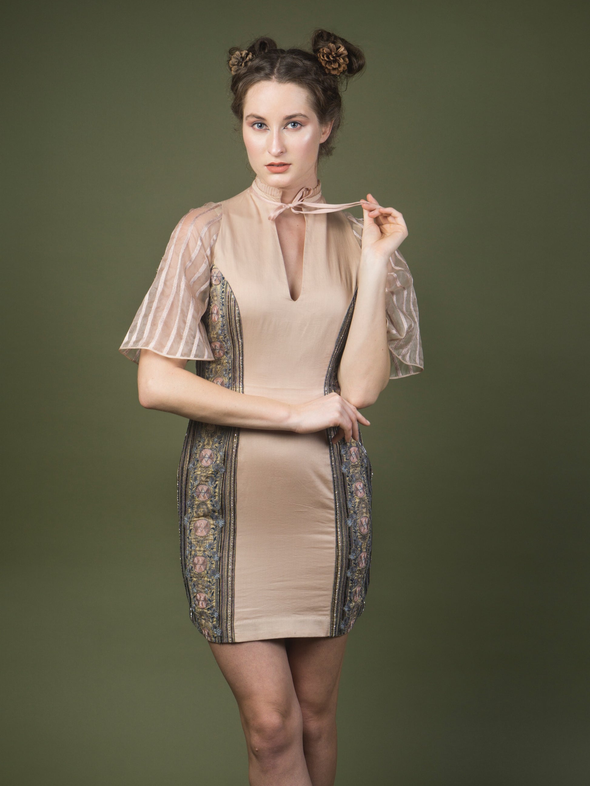 Embroidered torso dress. image 0
