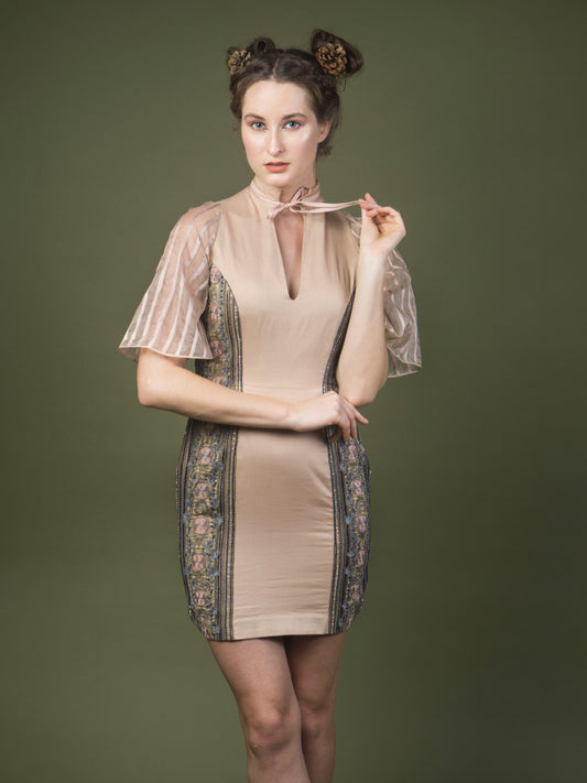 Embroidered torso dress. image 0