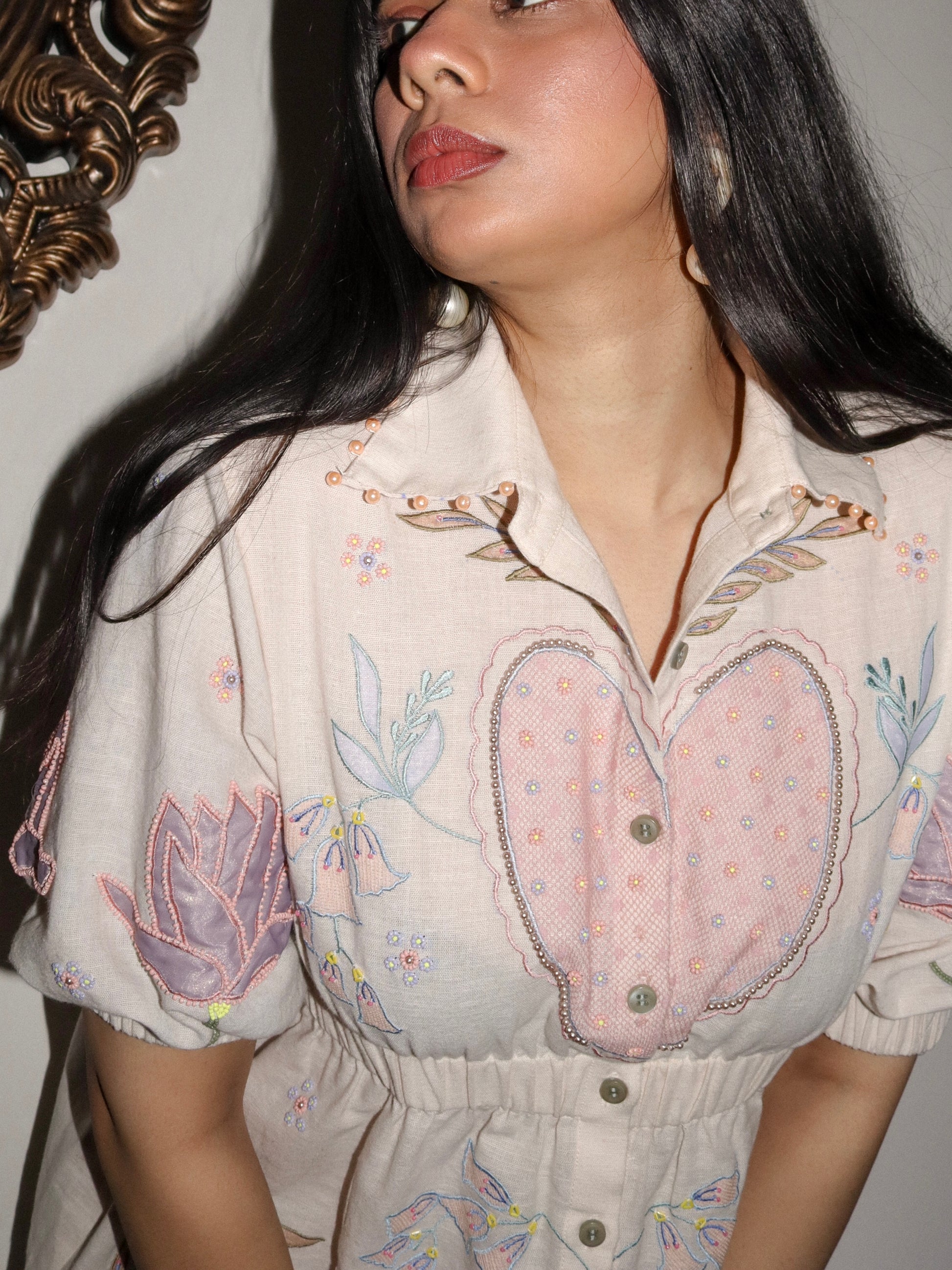 Ivory linen shirt dress image 2