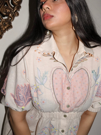 Ivory linen shirt dress image 2