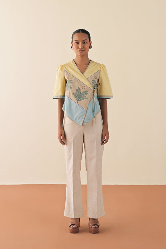 Lime trio top with textured pants image 0