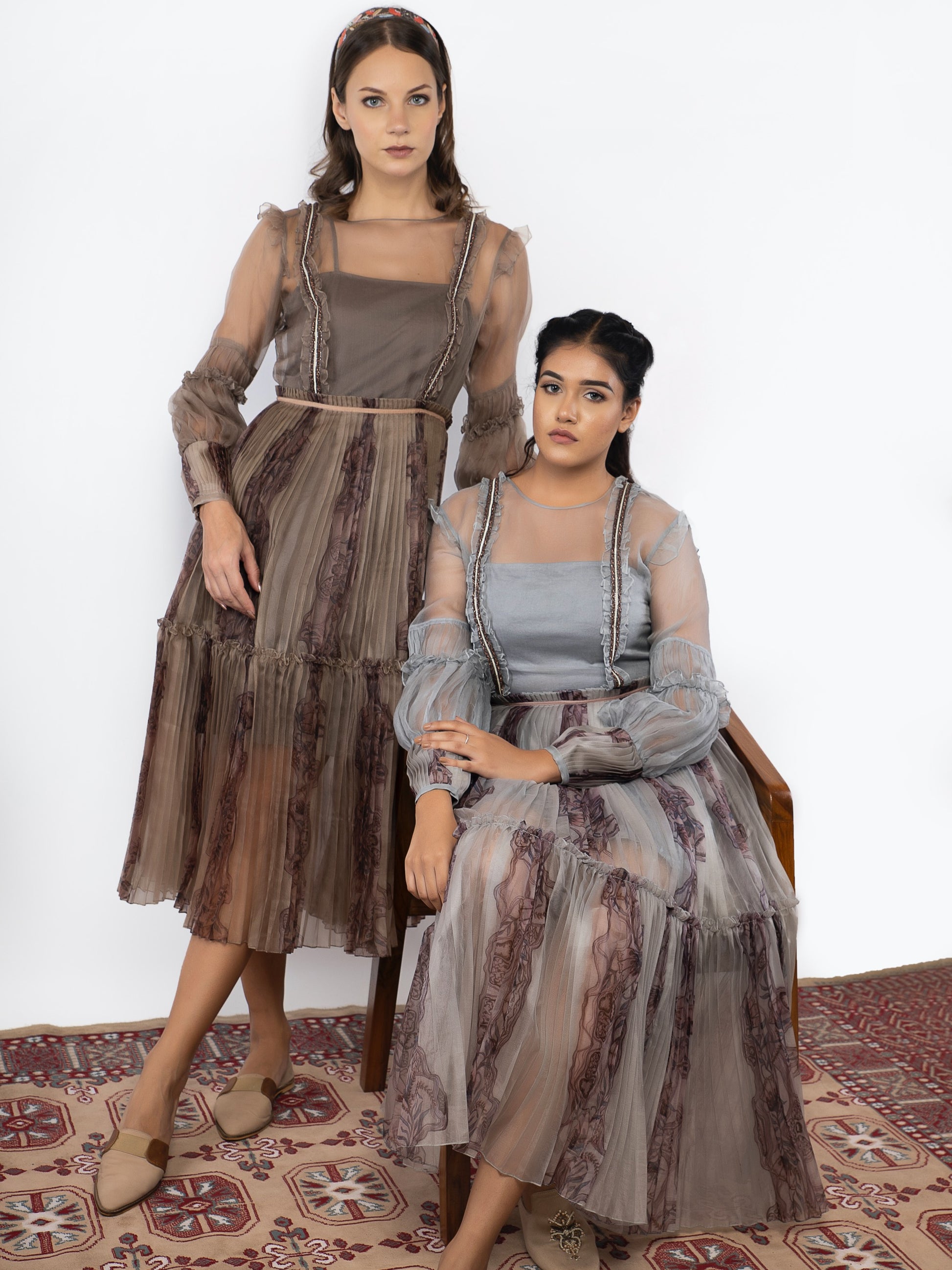 Organza calf length dress image 2