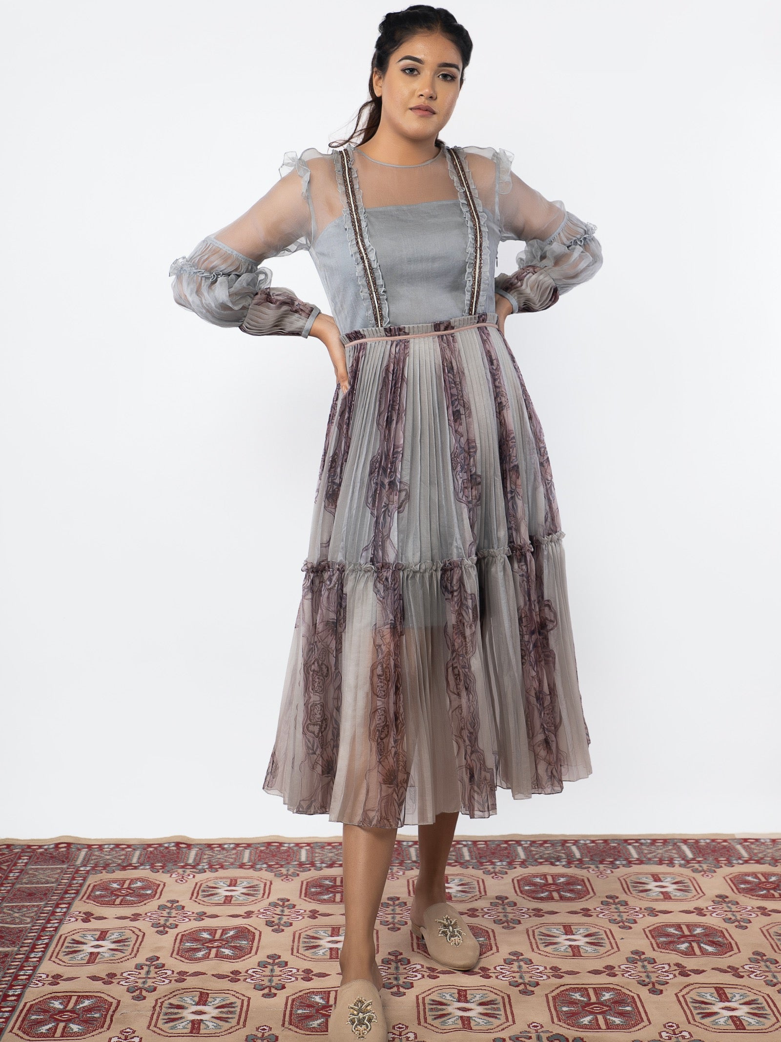 Organza calf length dress image 0
