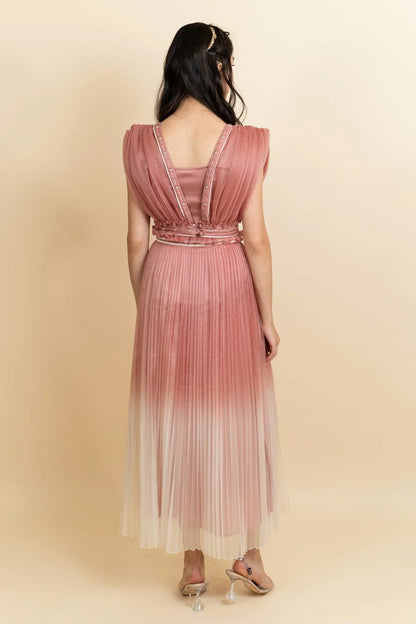 Draped organza top with skirt. (Blush pink)