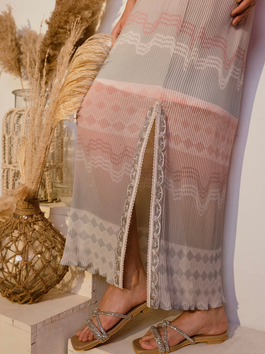 Narrow pleated georgette dress image 1
