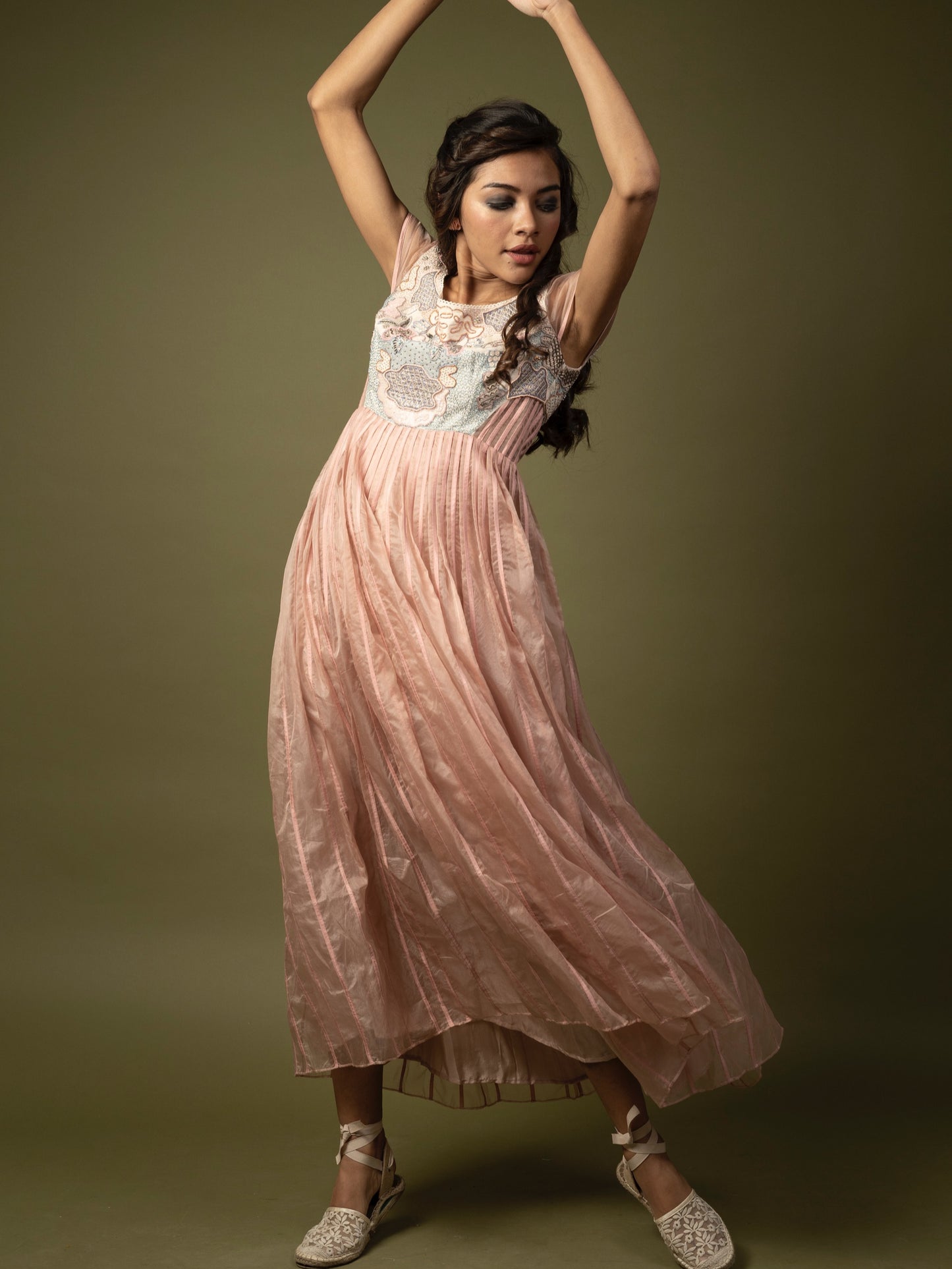 Organza striped gown. image 0