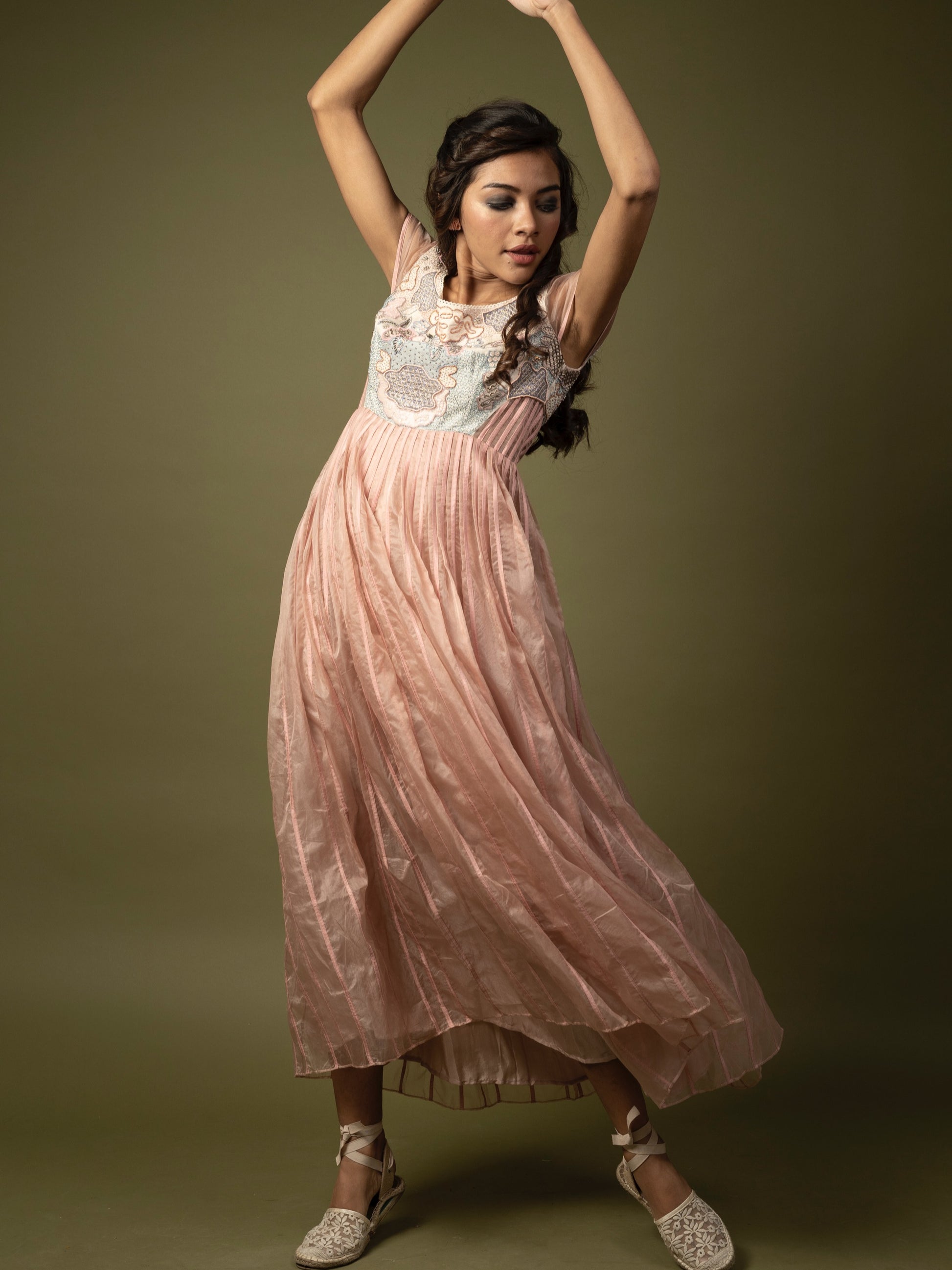 Organza striped gown. image 0