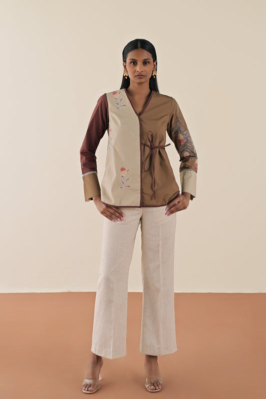 Triad wrap around top with textured pants image 0