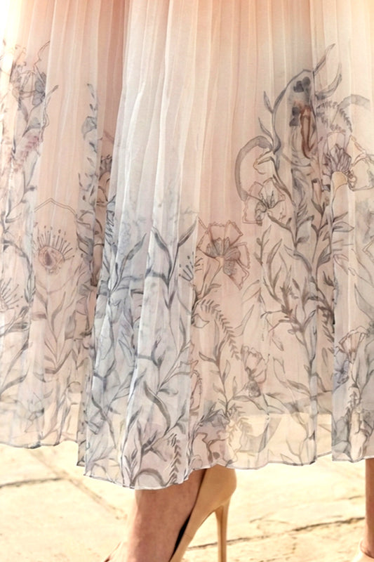 Peach ombré pleated skirt