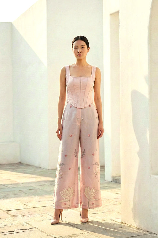 Pink Lotus Satin Pants
