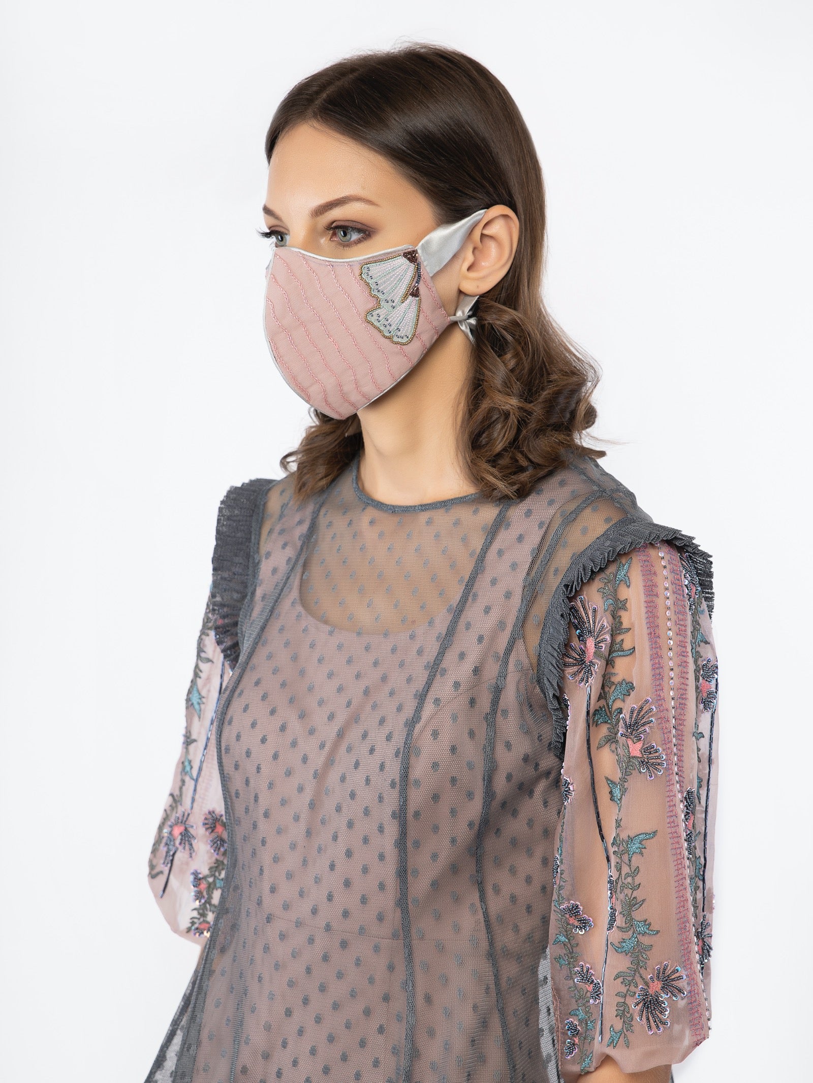 Blue shear top with rose gold jumpsuit. image 1