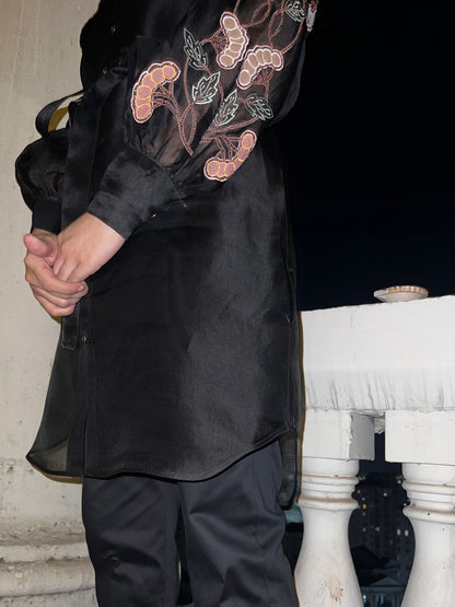 Black trench  shirt with pants image 3