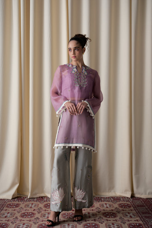 Lilac sheer tunic ensemble image 0