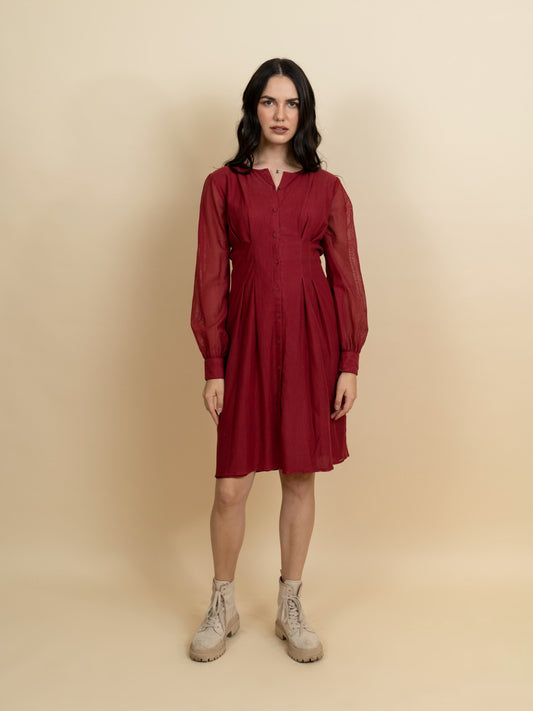 Cotton fishnet red dress. image 0