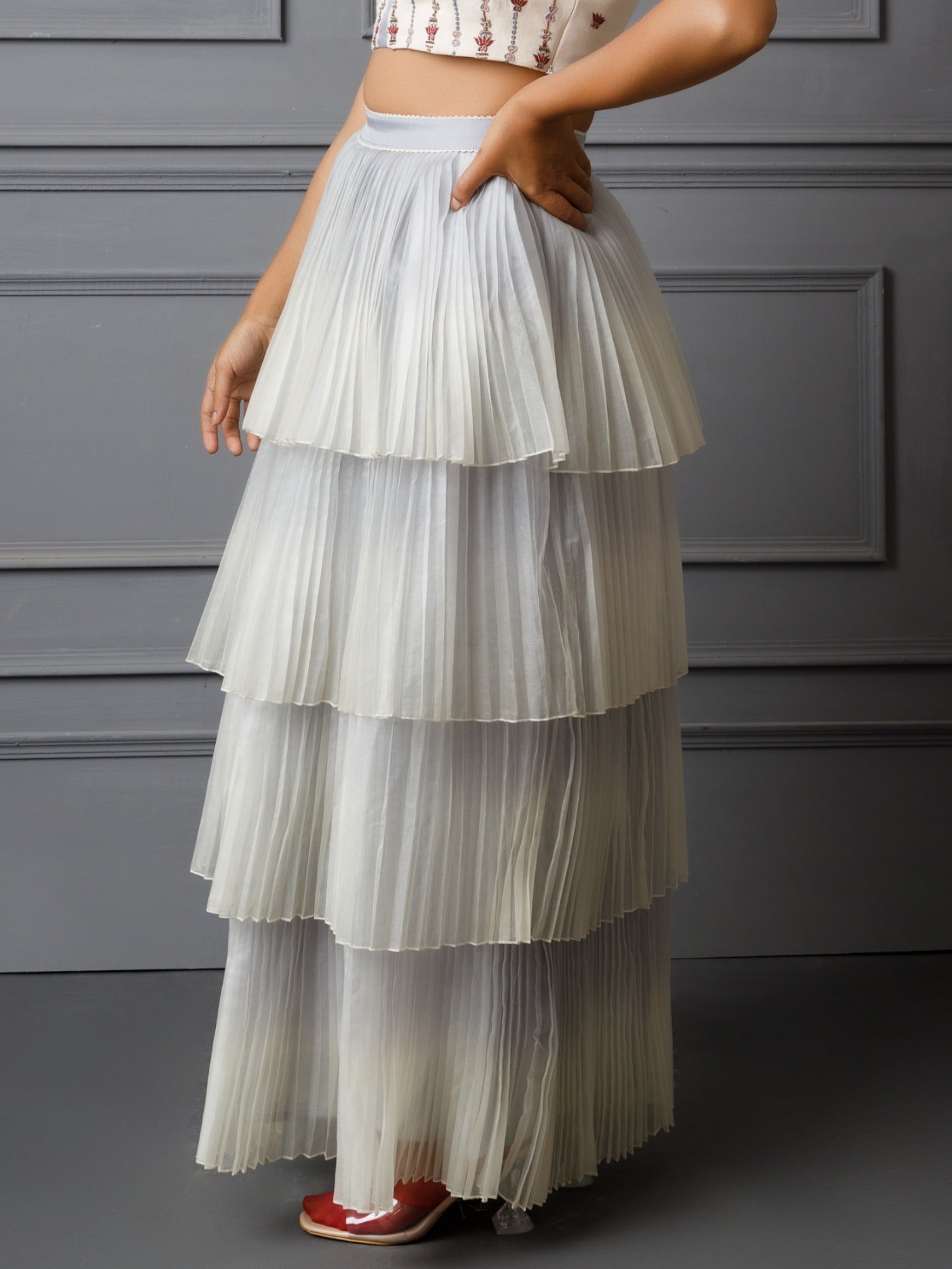 Multi layer ombre organza skirt. (Blue) image 0