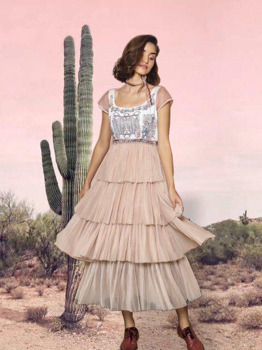 Rich bodice with net pleated multi layered skirt. image 0