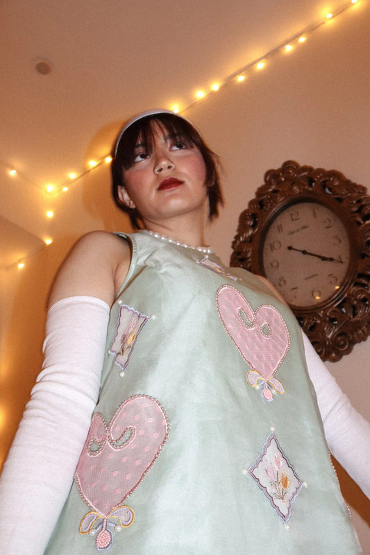 Mint organza skater dress