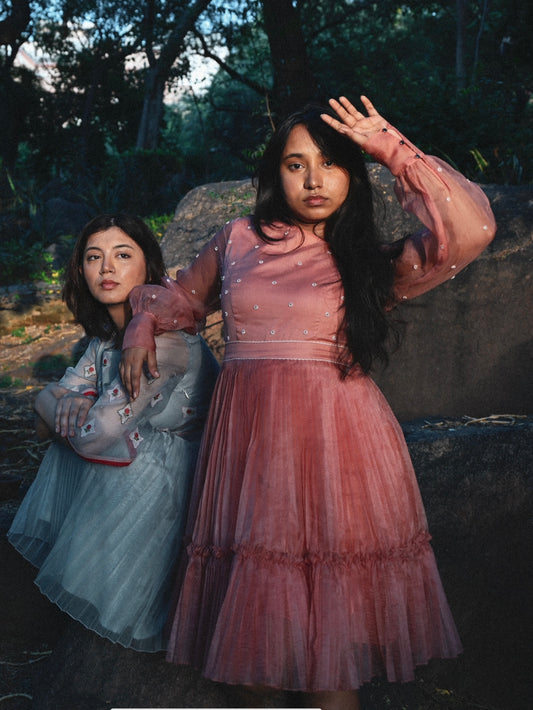 Blush pink organza skater dress. image 1