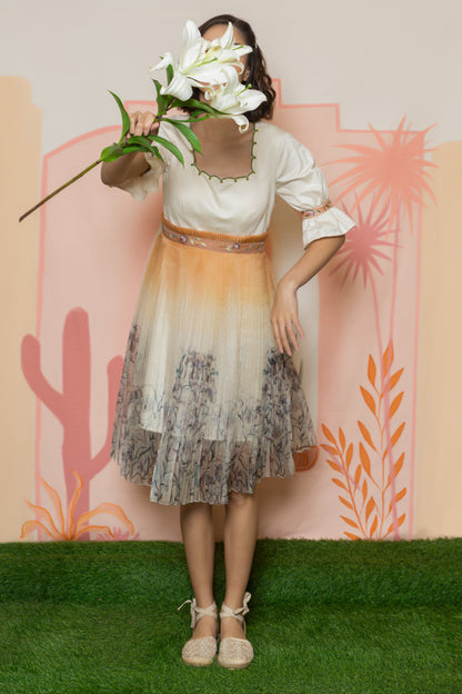 Off-white with peach-ombre dress. image 1