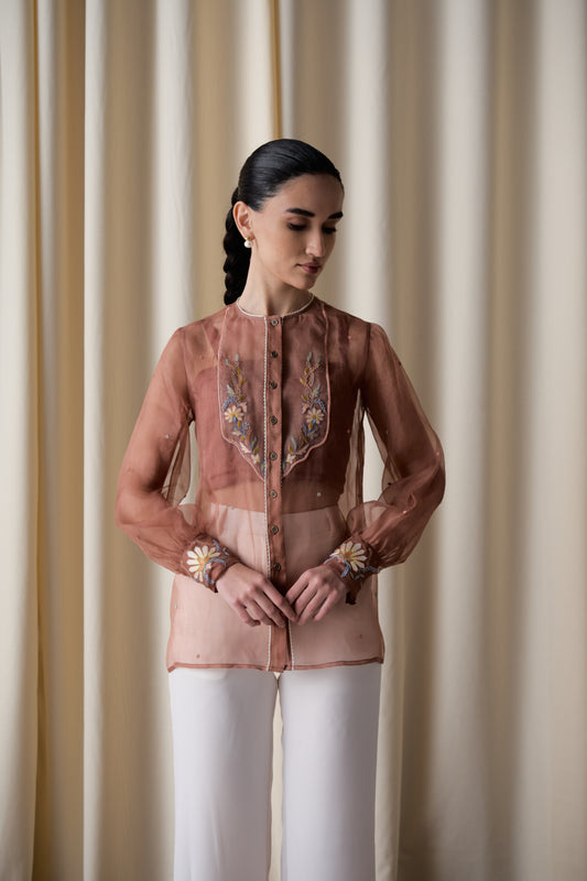 Mocha floral set (Top and pants) image 1