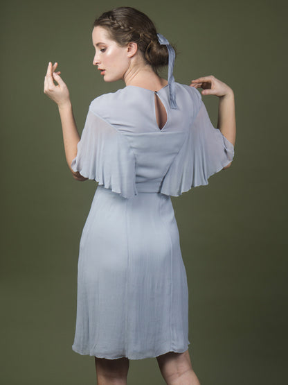 Cape sleeves embroidered dress. image 3