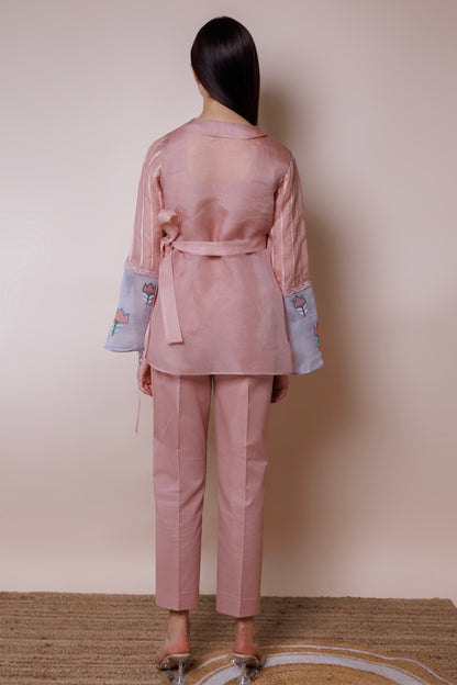 Rose gold wrap around blazer image 3