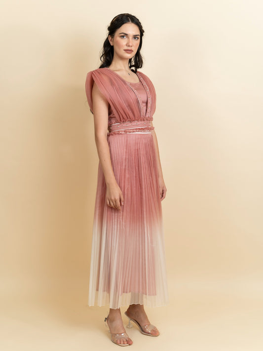 Draped organza top with skirt. (Blush pink) image 1