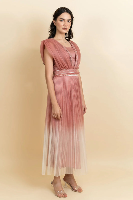 Draped organza top with skirt. (Blush pink)