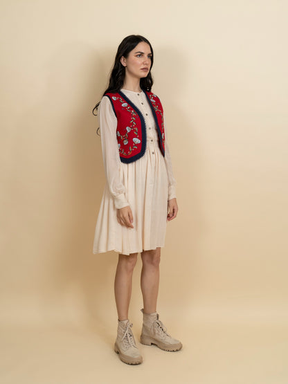 Georgette dress with embroidered jacket. (Ivory) image 2