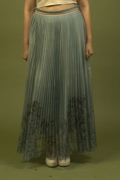 Printed organza skirt. (Gray)