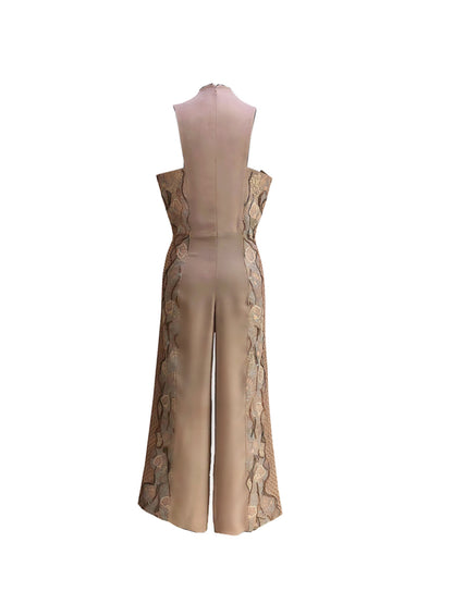 Gray embroidered jumpsuit. image 3