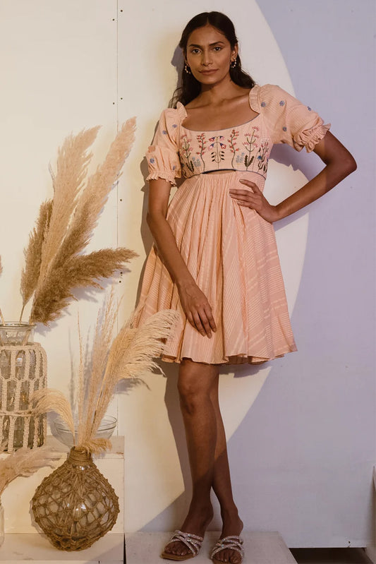 Peach embroidered dress