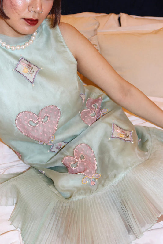 Mint organza skater dress