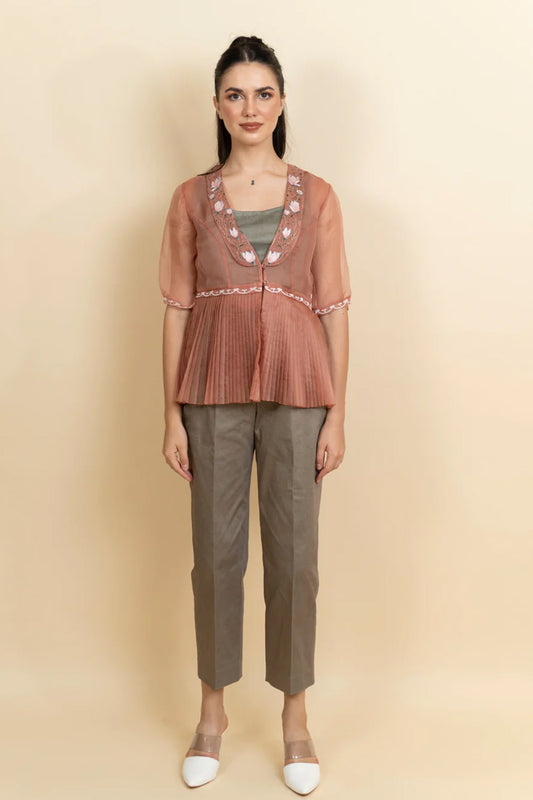 Cinnamon organza blazer (with bustier )