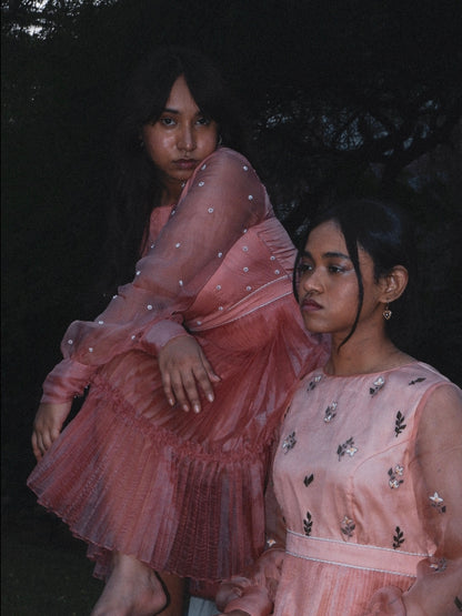 Blush pink organza skater dress. image 2