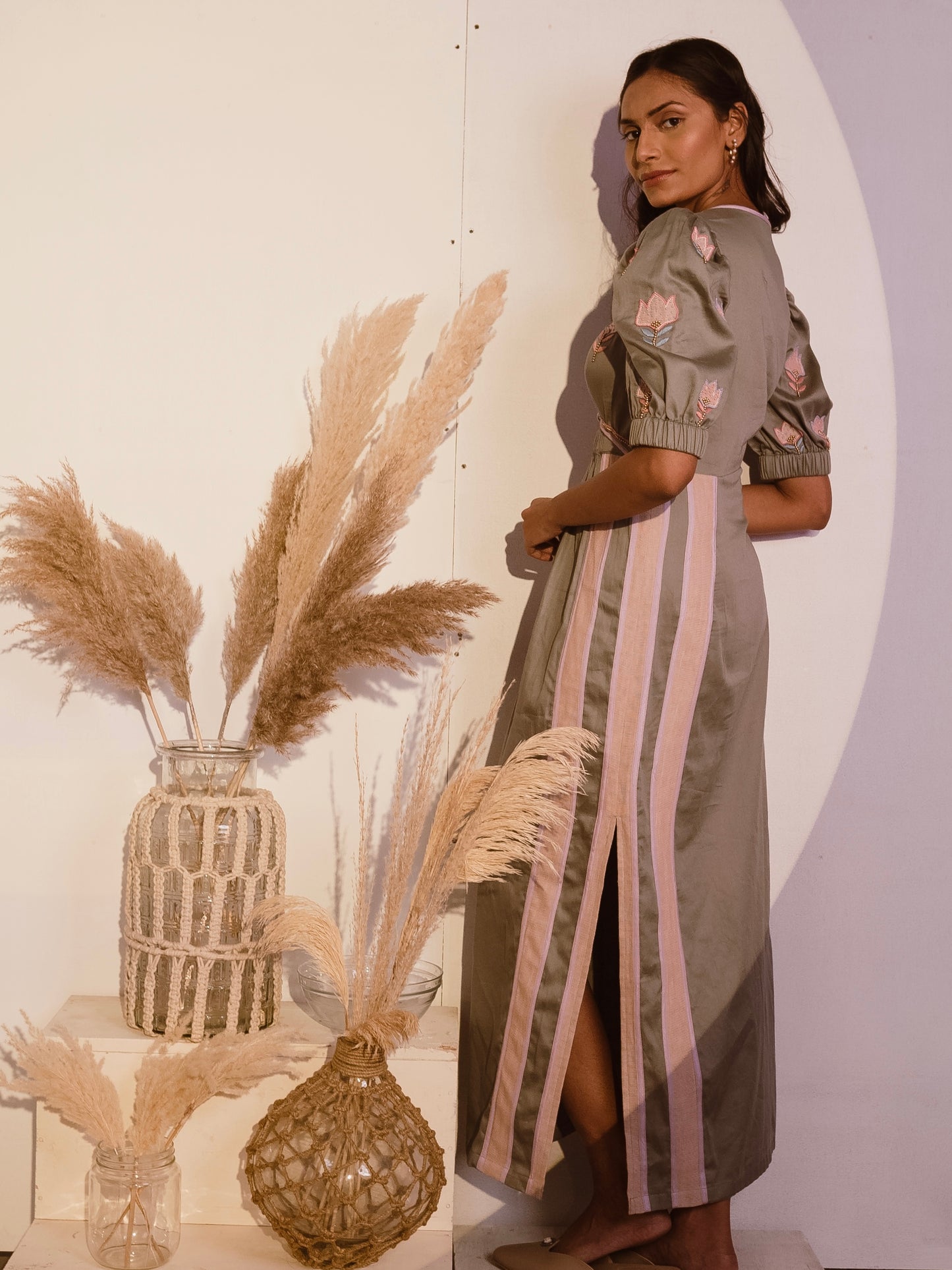 Sage green full length dress. image 2