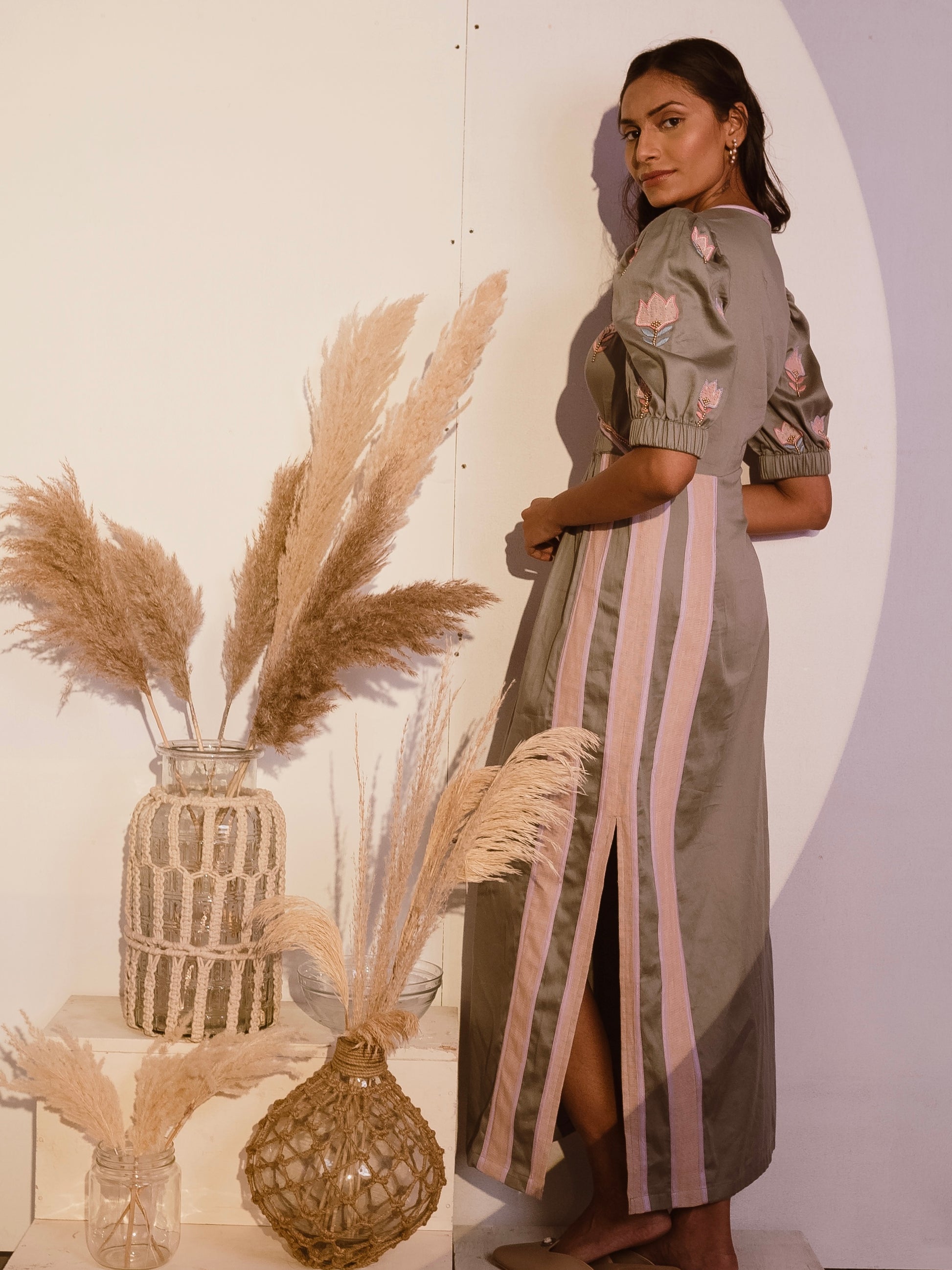 Sage green full length dress. image 2