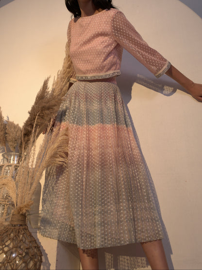 Print pleated dotted net skirt image 3