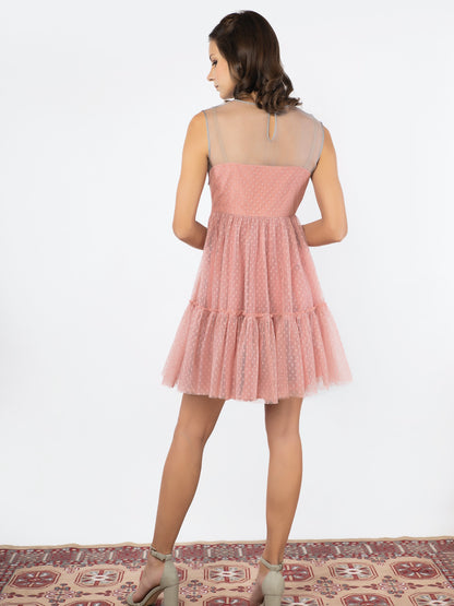 Pink frill skater dress image 3