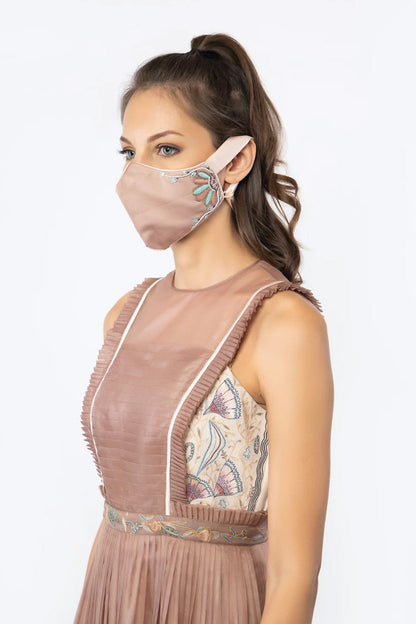 Brown organza pleated gown