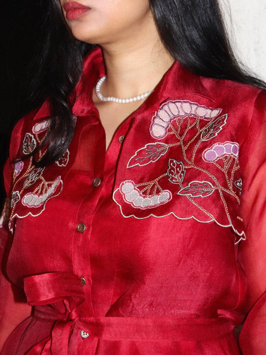 Ruby red trench dress image 1