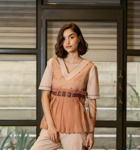 Three piece set with an embroidered organza over-top. image 1