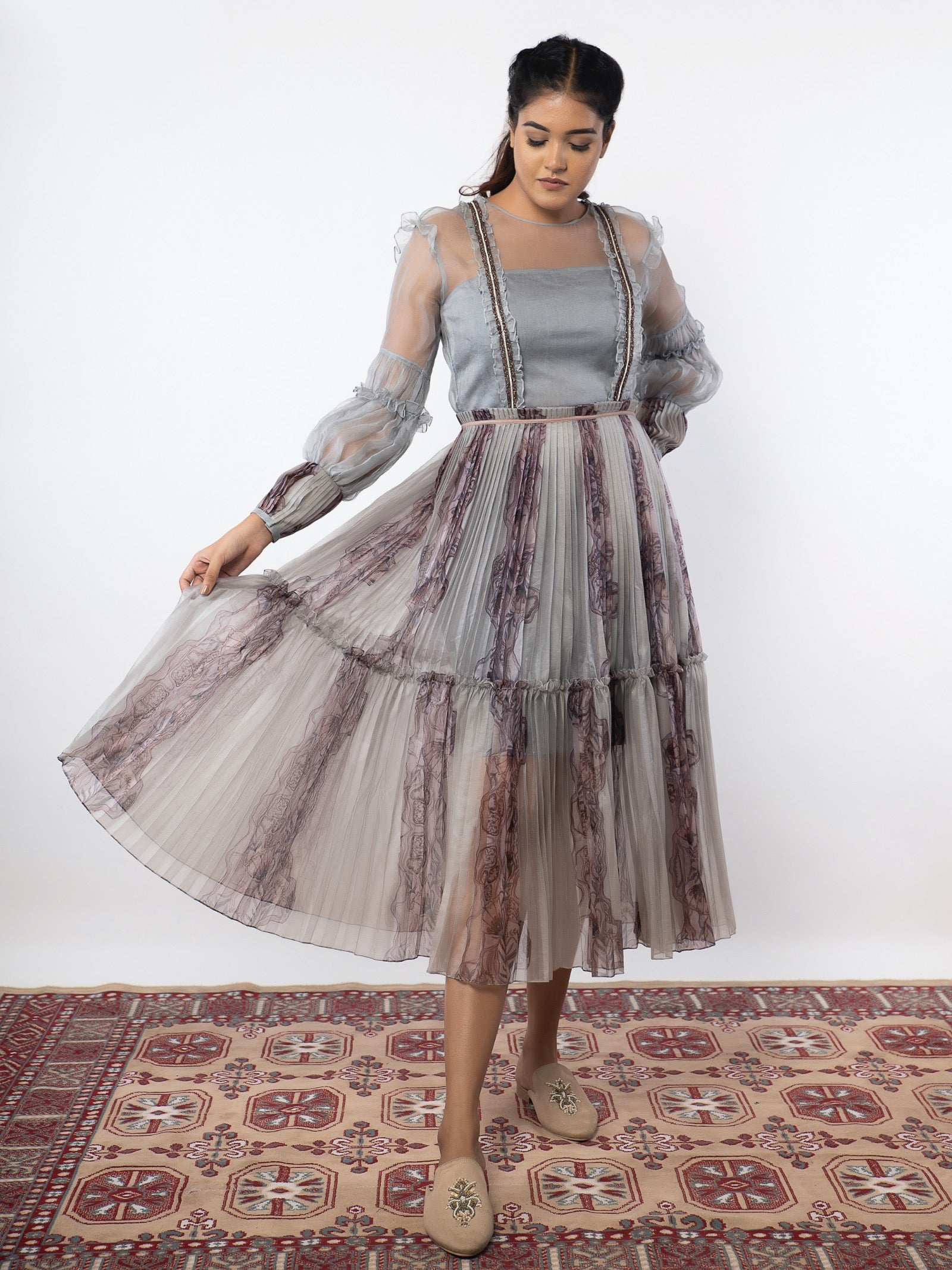 Organza calf length dress image 1