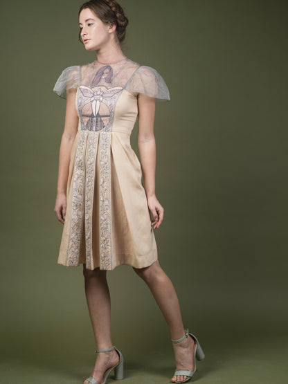Embroidered knee length fitted dress. image 0