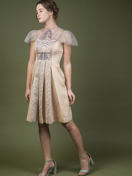Embroidered knee length fitted dress. image 0