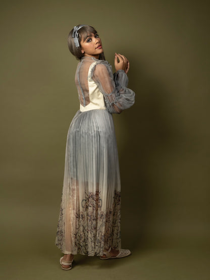 Dusty blue organza gown. image 2