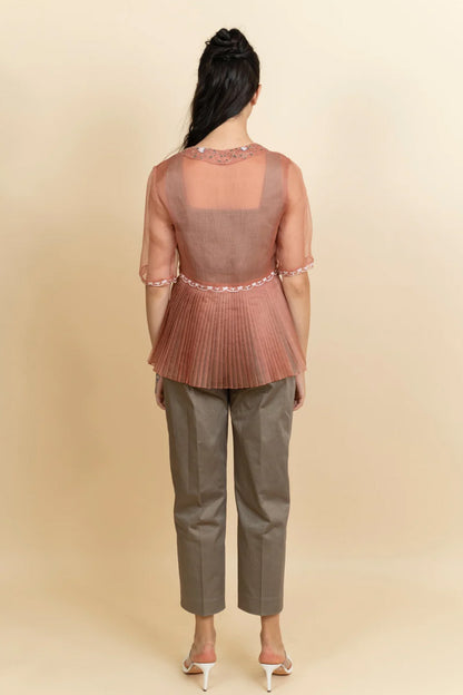 Cinnamon organza blazer (with bustier )